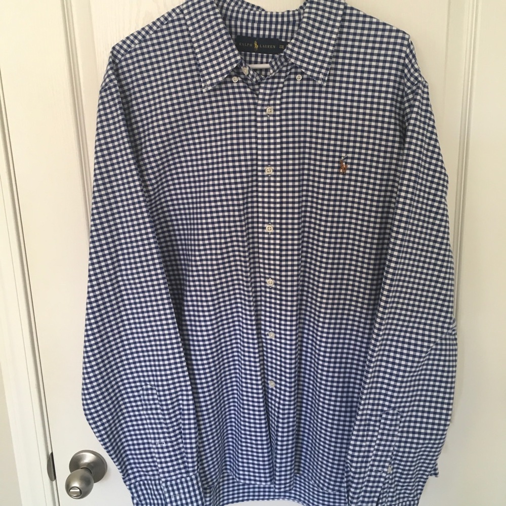 Men’s Ralph Lauren blue and white plaid size xxl
